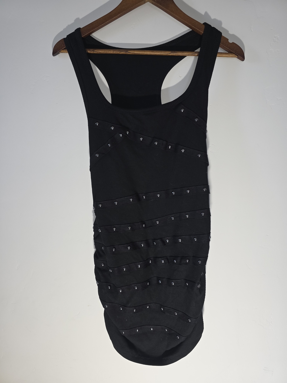 ROMWE Black Studded Racerback Tank